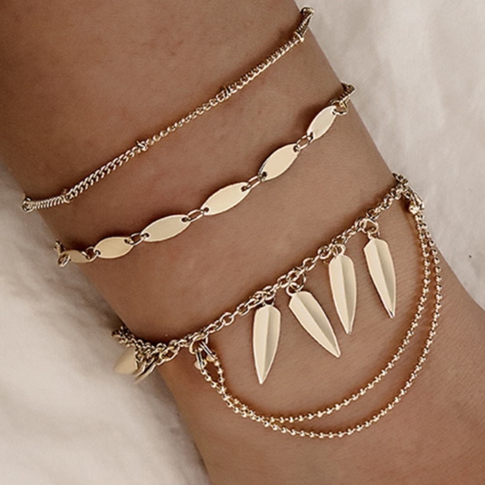 *FENELLA* 3-Pc Gold Chain Fashion Bracelet Set